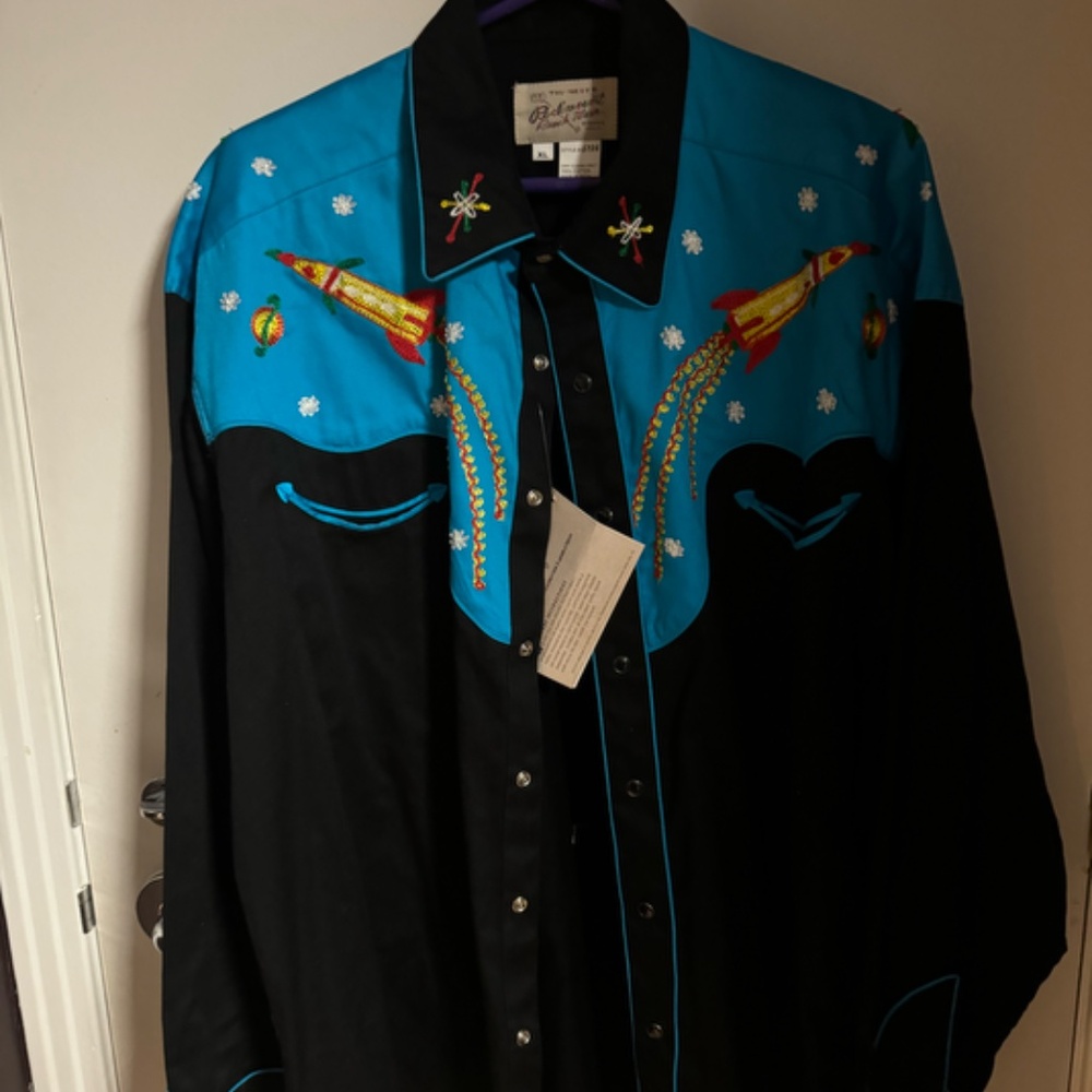 Rockmount Ranch Wear Embroidered Rocket Ship Western Shirt  XL never worn